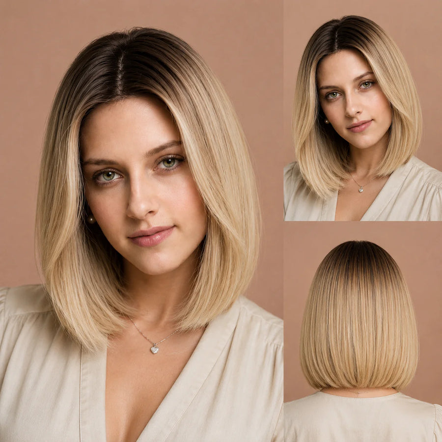 Blondivia - Peruki Krótki Bob Ombre Premium